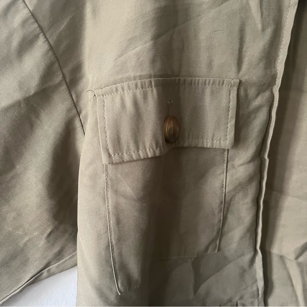 Zara Ruffle Military Green Cardigan Size M - Picture 2 of 6